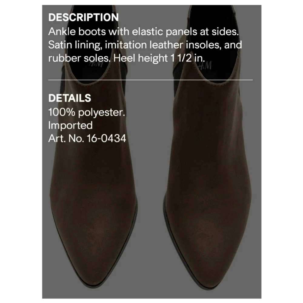 H&M Taupe Faux Suede Chelsea Ankle Boots With Elastic Side Panels Women's Size 6 - Picture 10 of 10